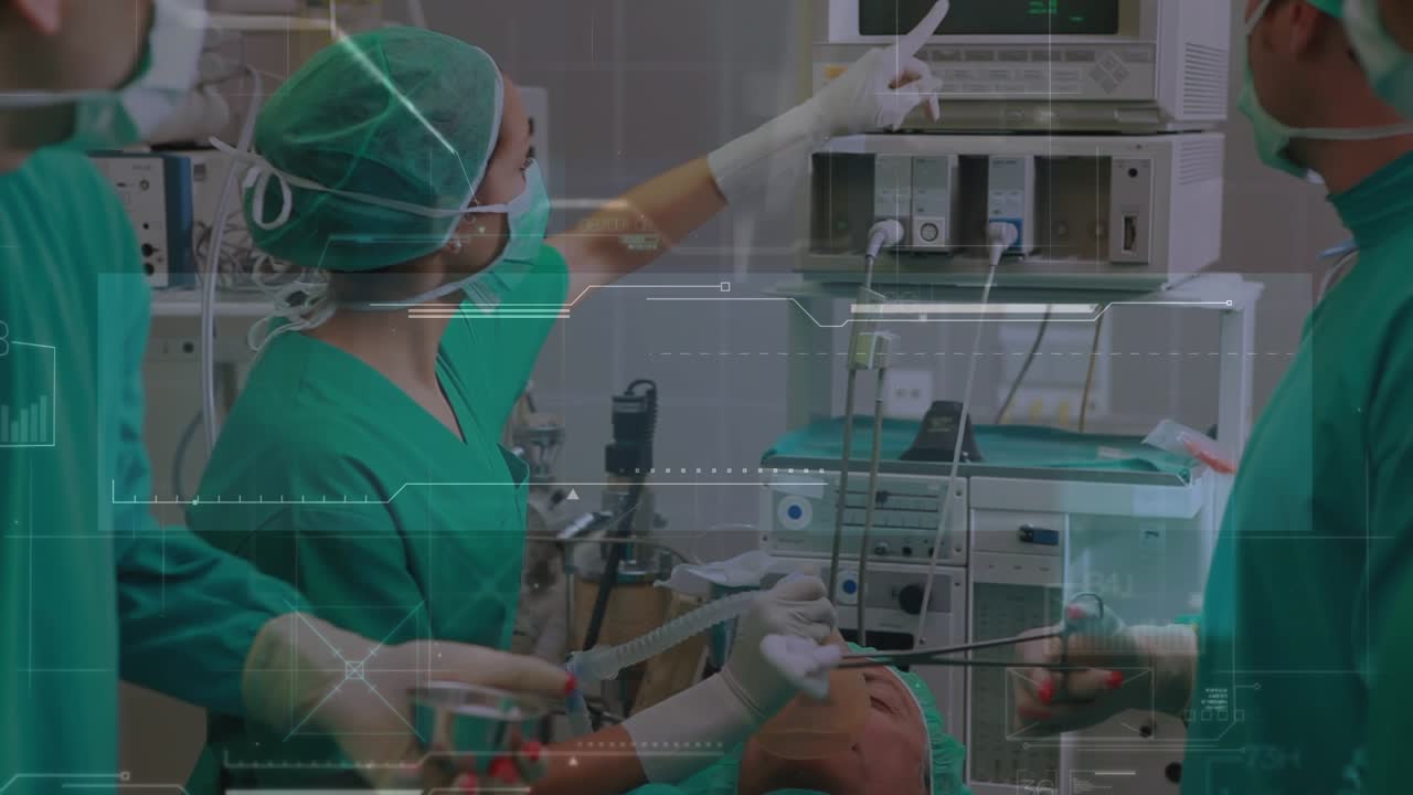 Animación de procesamiento de datos sobre diversos médicos.