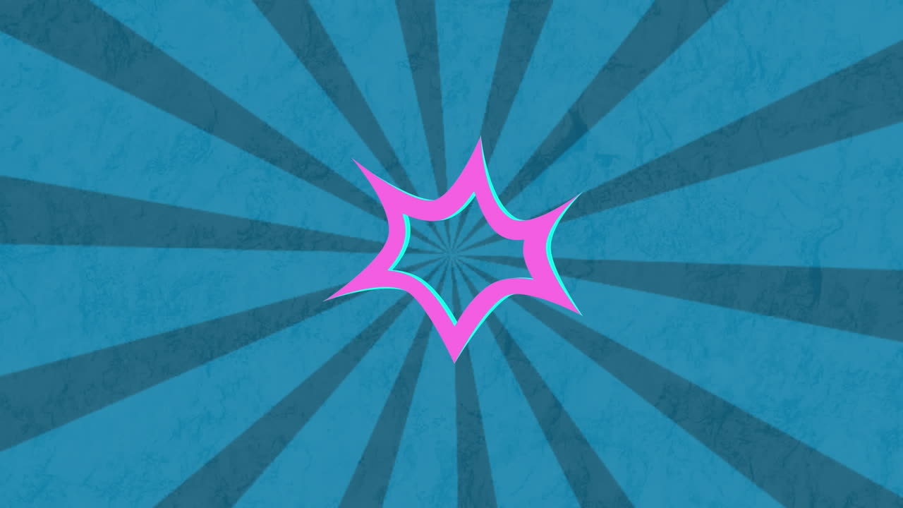 animación de gráfico rosado sobre fondo de rayas azules