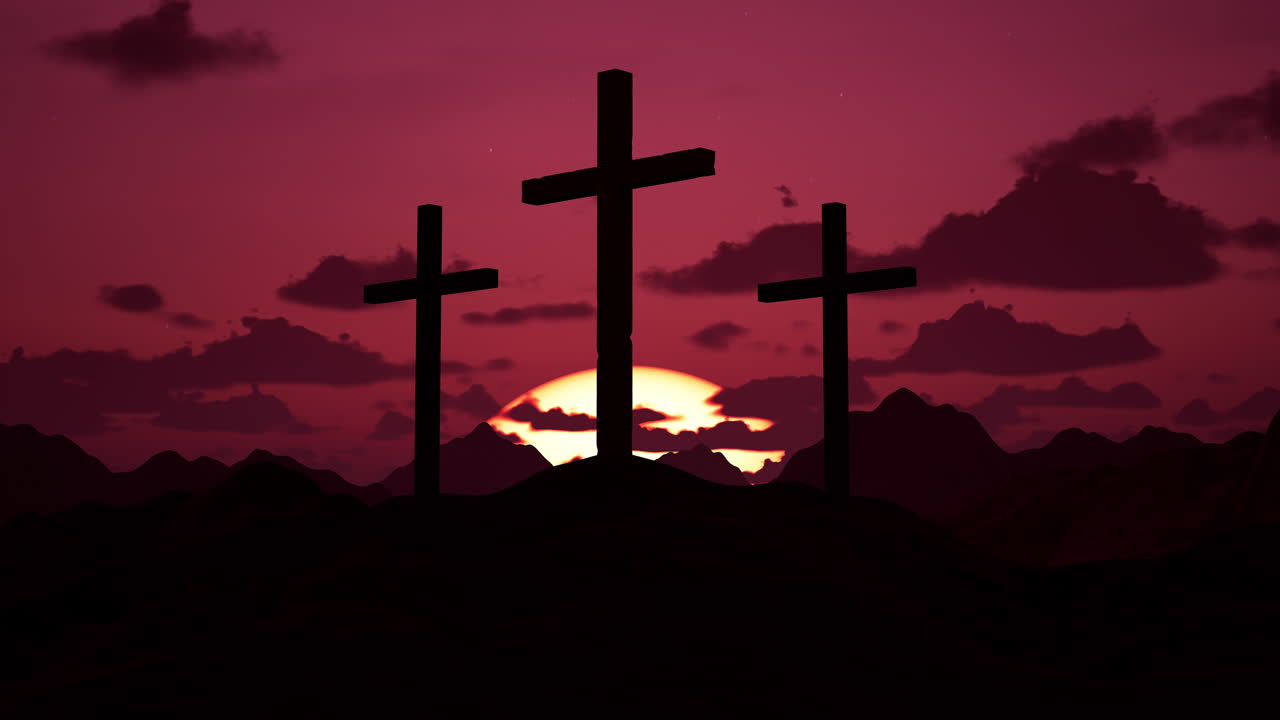 tres cruces al atardecer