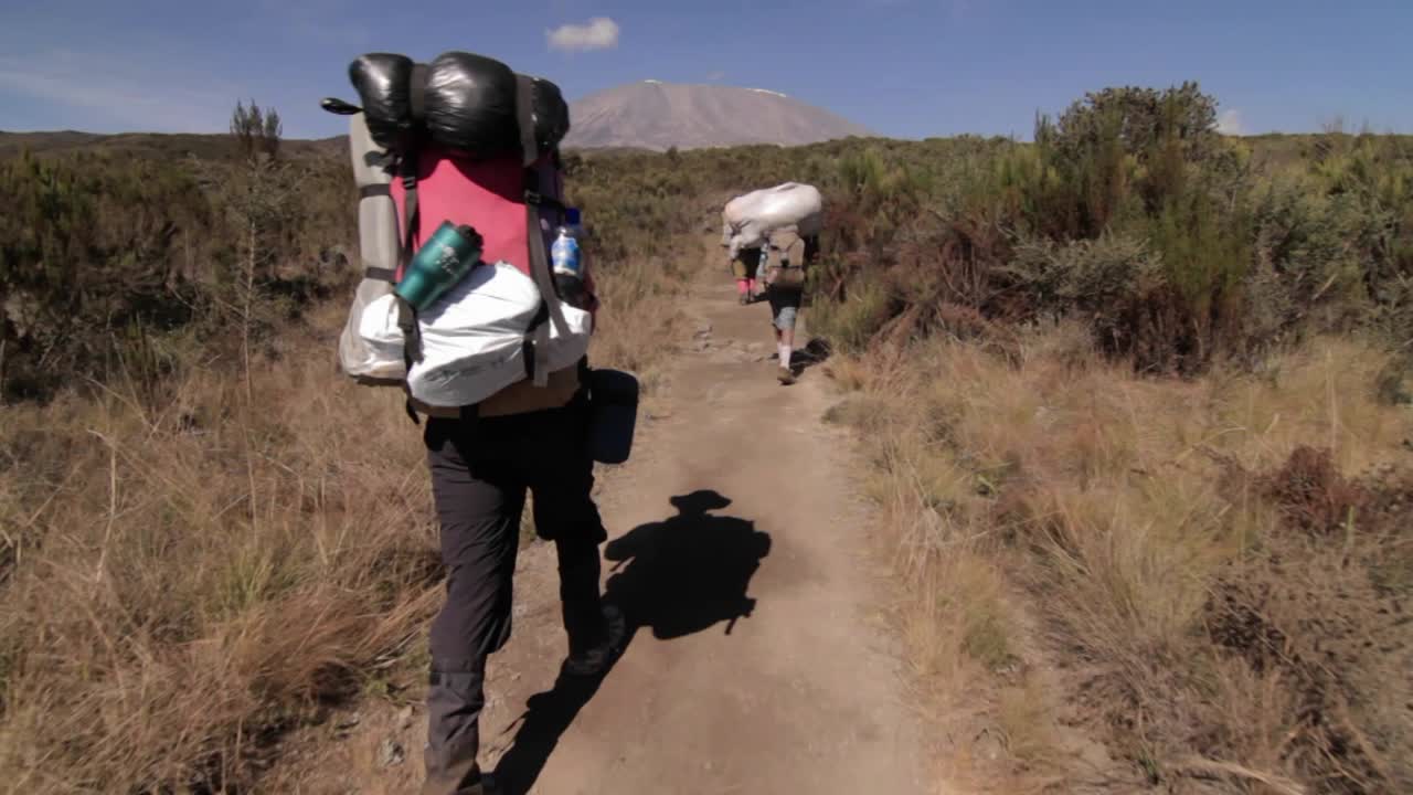 백그라운드에서 포터의 킬리만자로 뒤에 흔적 아래로 향했다