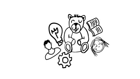 animação de ícones de desenho a lápis em fundo branco