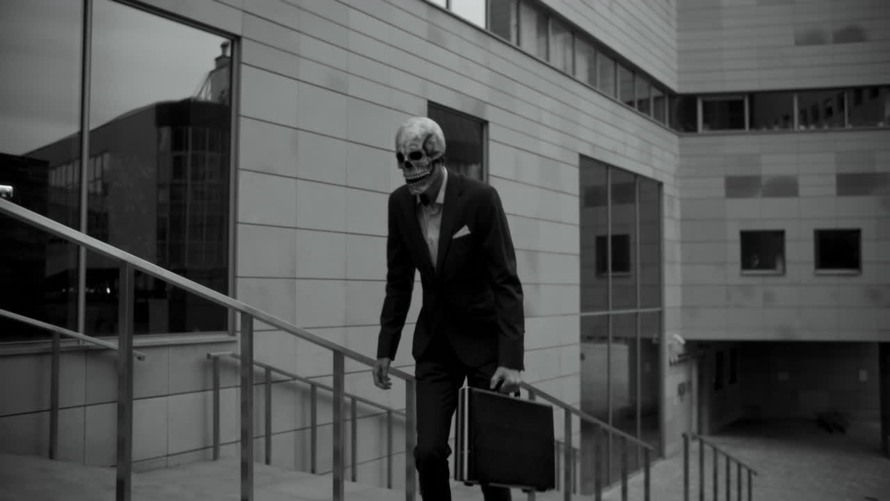 Older Man Walking Up Stairs in an Office Building