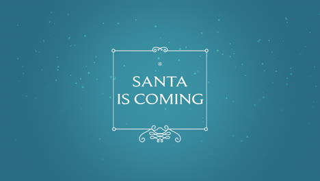 santa viene con nieve y marco en degradado azul