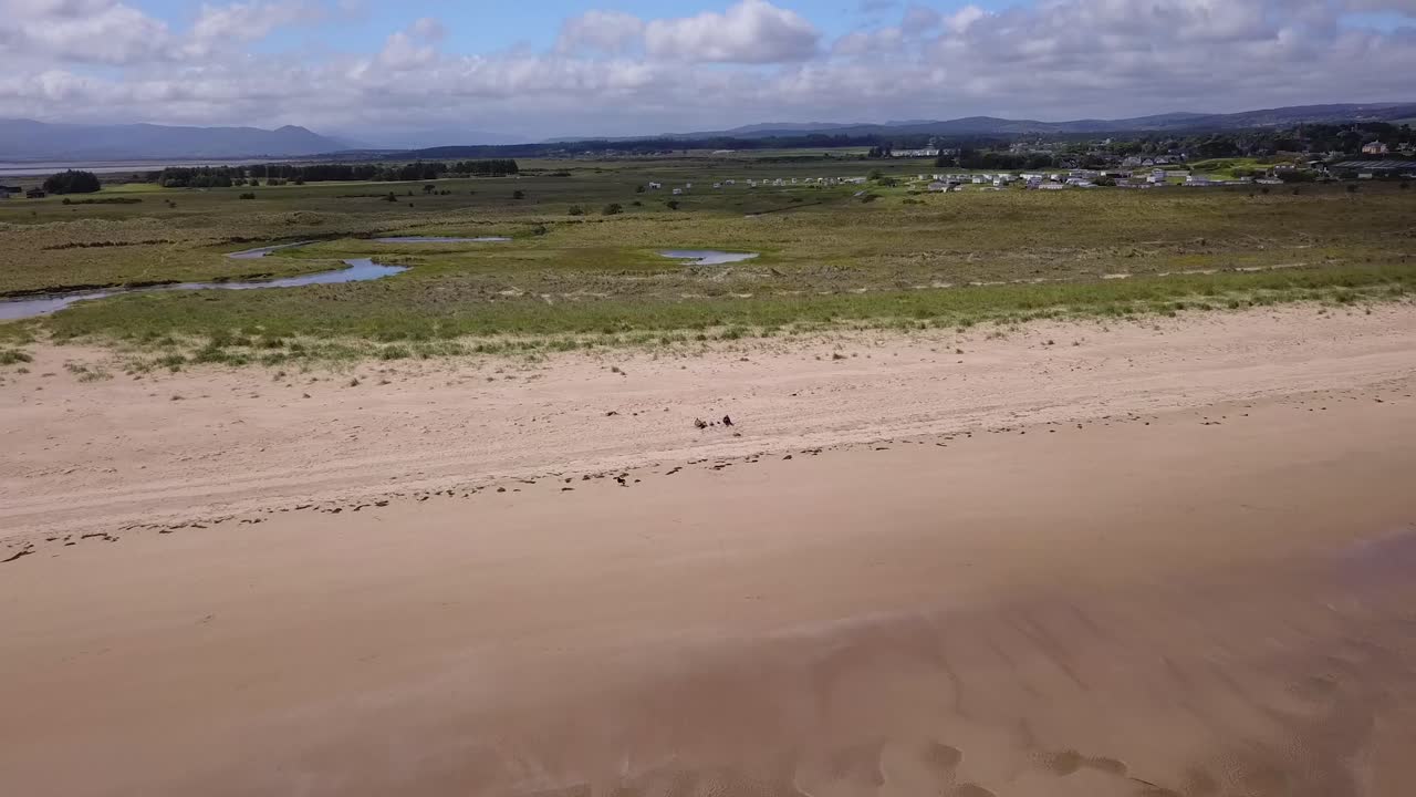 Pan Out Over a Scottish Beach