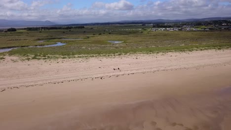 pan out over a scottish beach