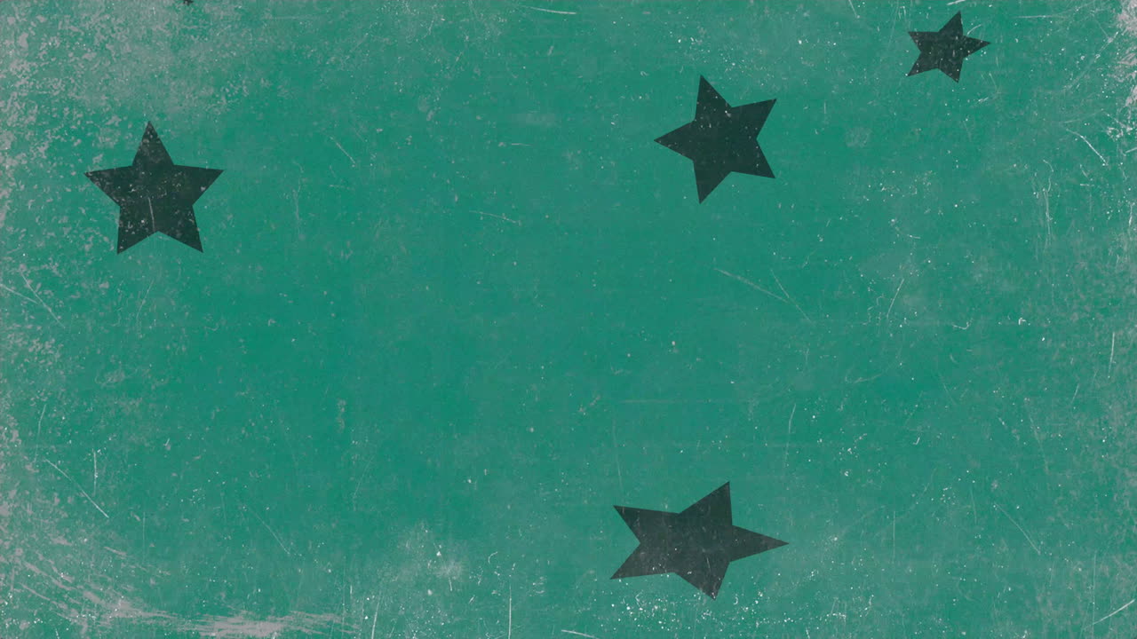 Sfondo grunge colorato astratto in movimento con stelle verdi