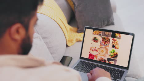 food delivery, laptop screen