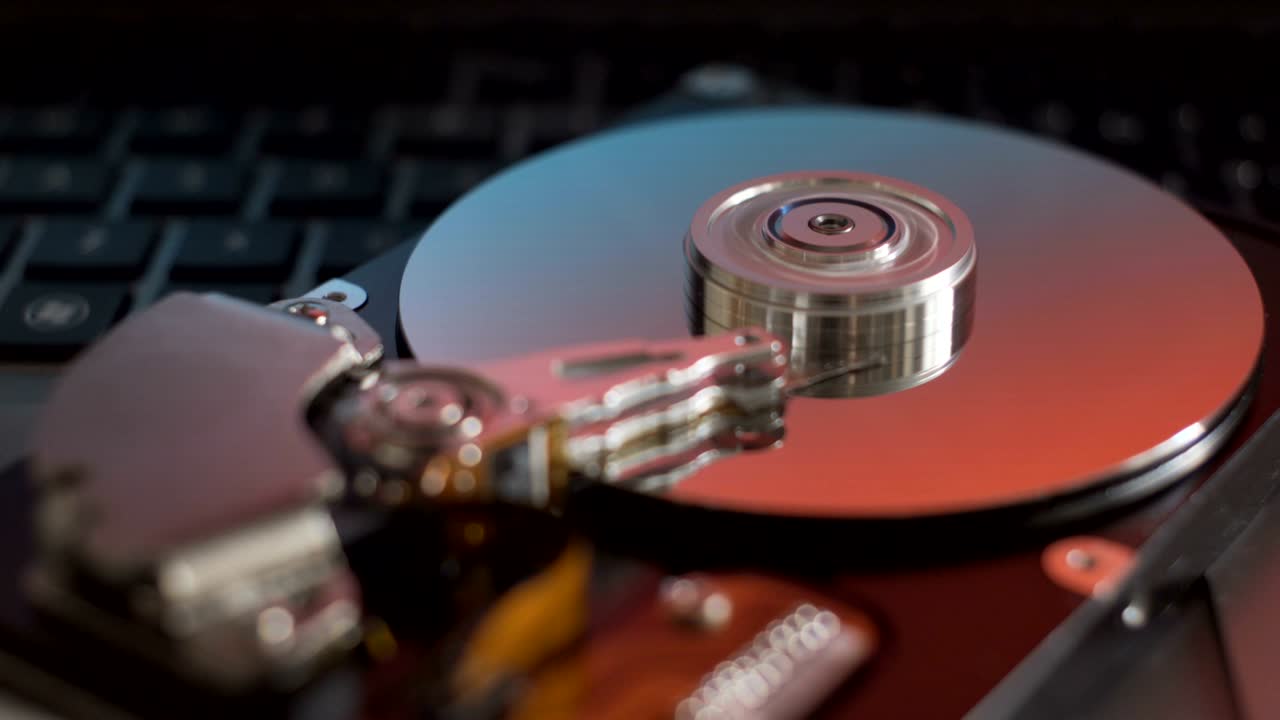 Cinemagraph. Working process of disassembled HDD.