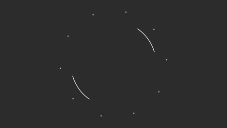 puntos amarillos y círculo blanco para el texto sobre fondo negro