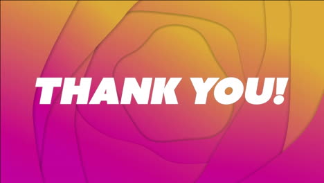 thank you! text animation over colorful gradient background with abstract shapes