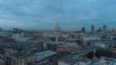 rotating parallax drone shot of st pauls cathedral london at blue hour