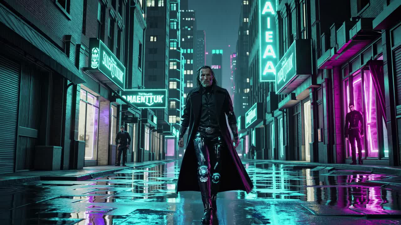 Cyberpunk Man in Neon City