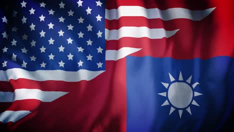 Animation-Der-Wehenden-Kombinierten-Flagge-Der-Vereinigten-Staaten-Und-Taiwans