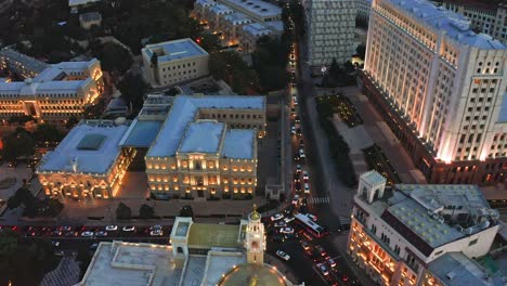 aerial view – traffic jam on the roads of baku downtown nearby state administration