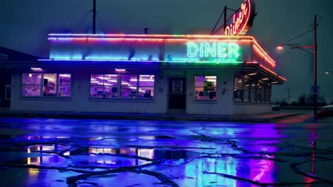 rainy night at the retro diner