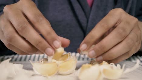 peeling garlic cloves