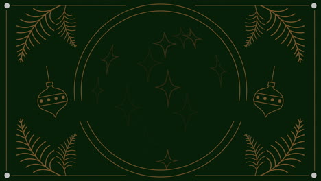 Ornamento-De-Invierno-De-Oro-Sobre-Fondo-Verde