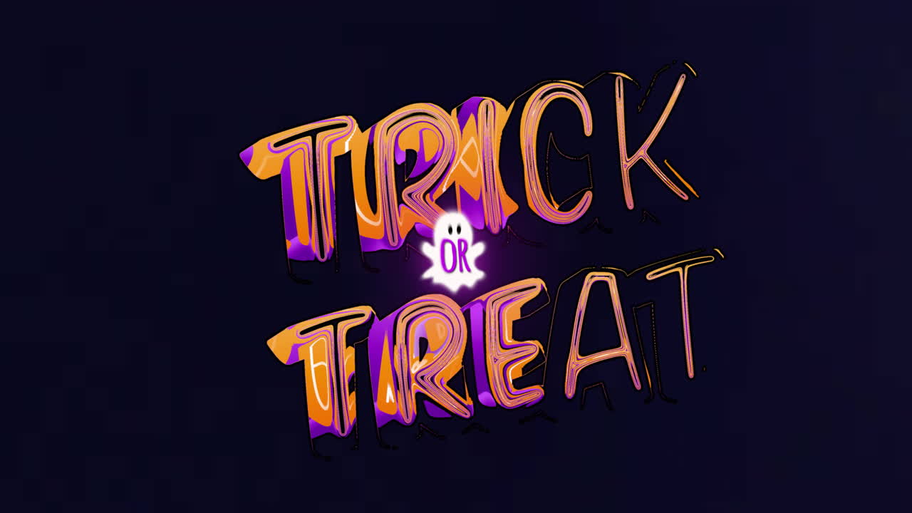 Ghost animation with Trick or Treat text on dark background for Halloween