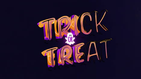 ghost animation with trick or treat text on dark background for halloween