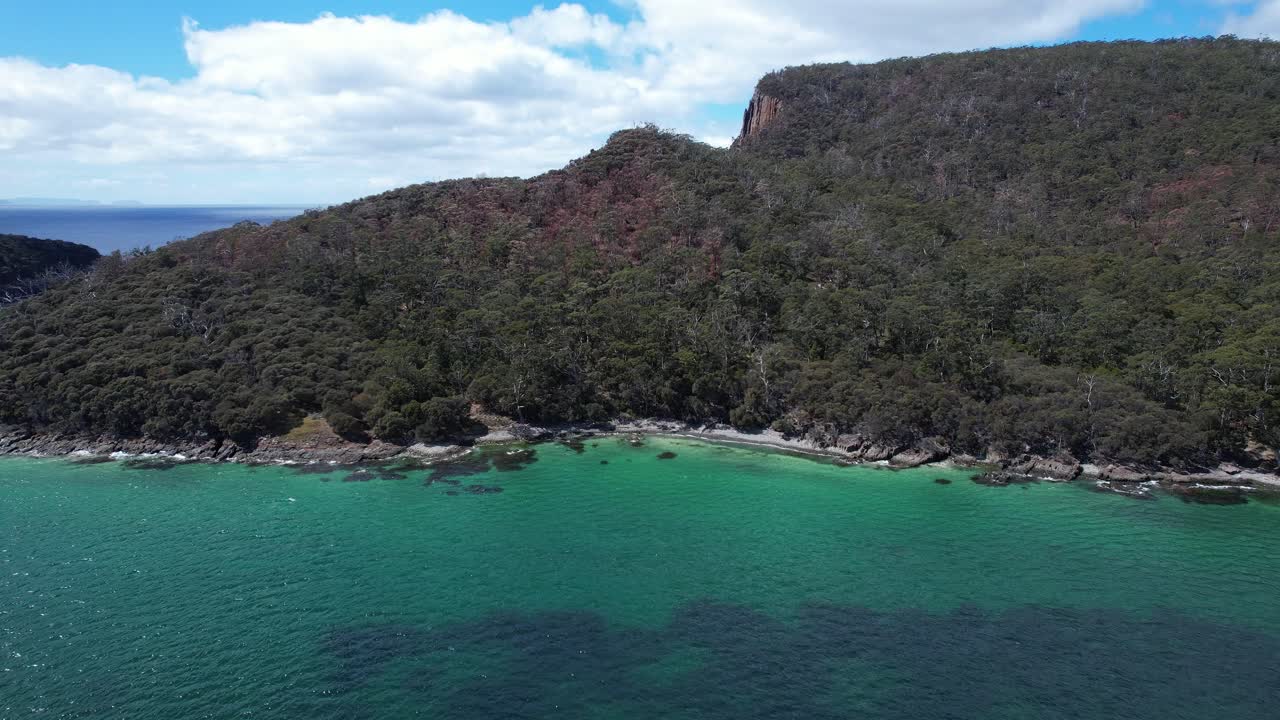 Frodig vegetation, Fluted Cape Walk, South Bruny, Tasmanien, Australien – dronefoto