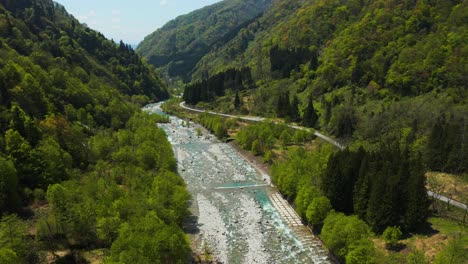 beautiful alpine river in tateyama mountain ranges, toyama and japanese alps