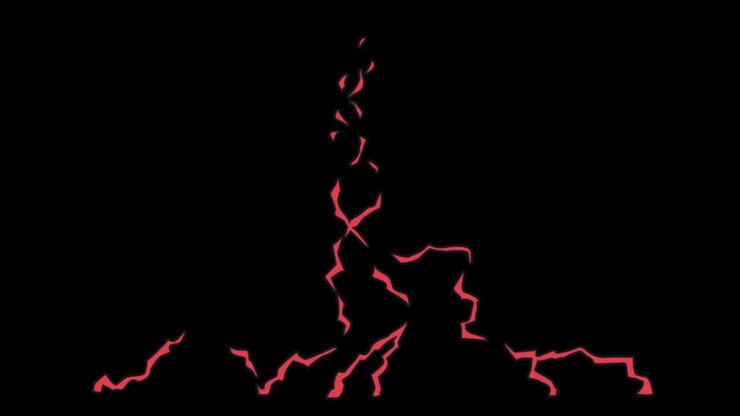 Animazione fulmine rosso isolato su sfondo nero