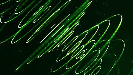 4k looped sci-fi green background with bokeh and light effects. glow green color particles form lines, surfaces, string spherical structures as virtual space or hologram for hud screen. 9