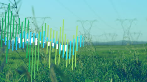 animation of financial data processing over pylons