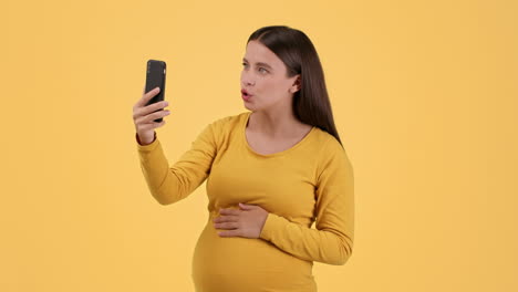 pregnant woman on a video call