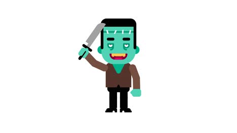 monstruo feliz enojado pisando los pies y agitando la mano. personaje de halloween. canal alfa.