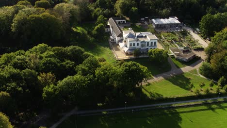 Aerial-Drone-overlooking-Villa-Ockenburg,-Den-Haag,-Netherlands