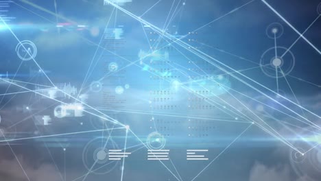 animation of data processing and network of connections