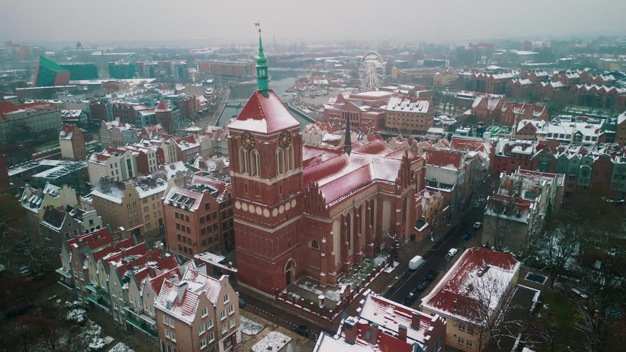Aerial View of Gdańsk in Winter