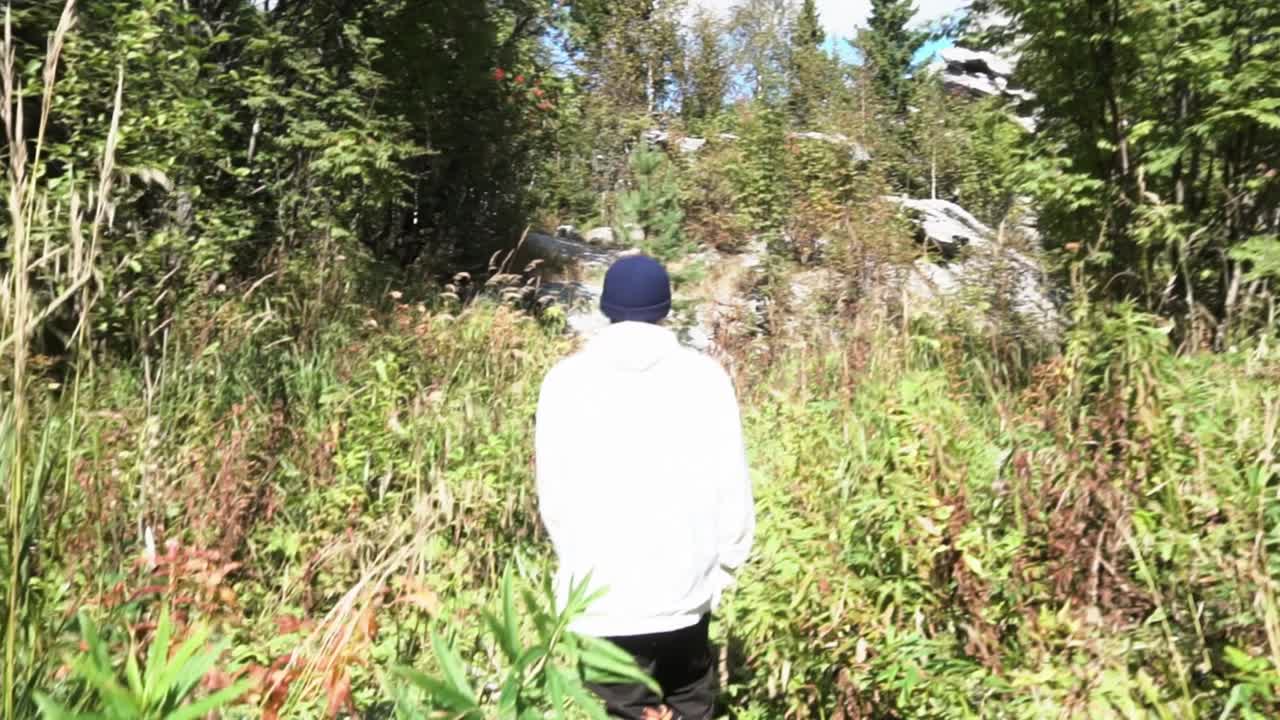 숲 을 산책 하는 사람