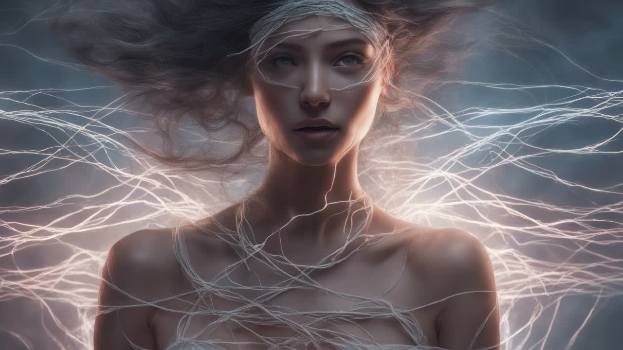 technology female with Vr headset in made with AI