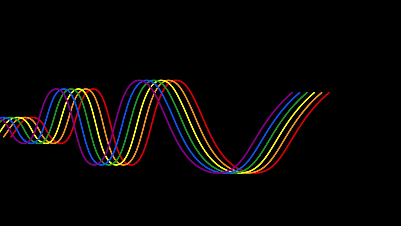 Fun pride rainbow lines beaming on black background