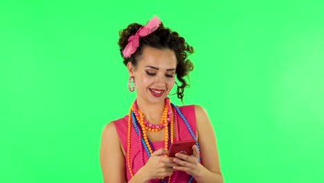 woman reacts to a phone notification