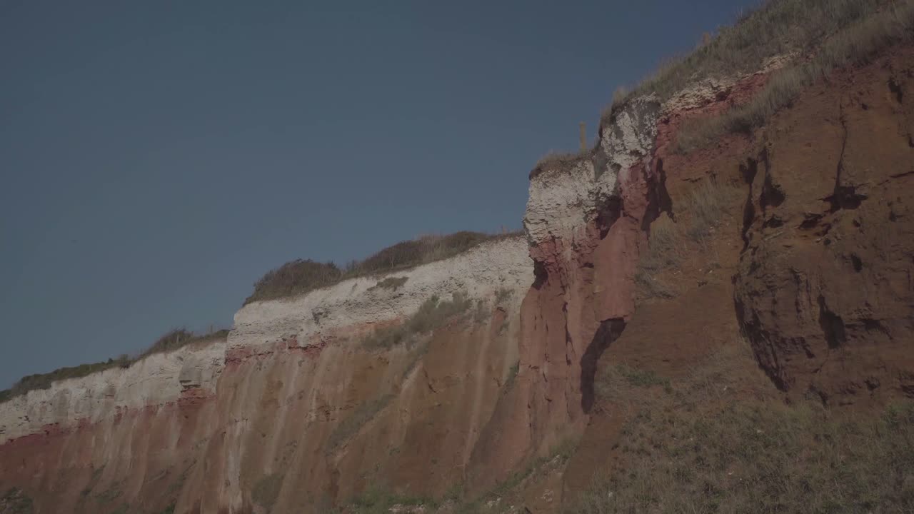 view of coast cliffs in hunstanton norfolk in england during sunny day