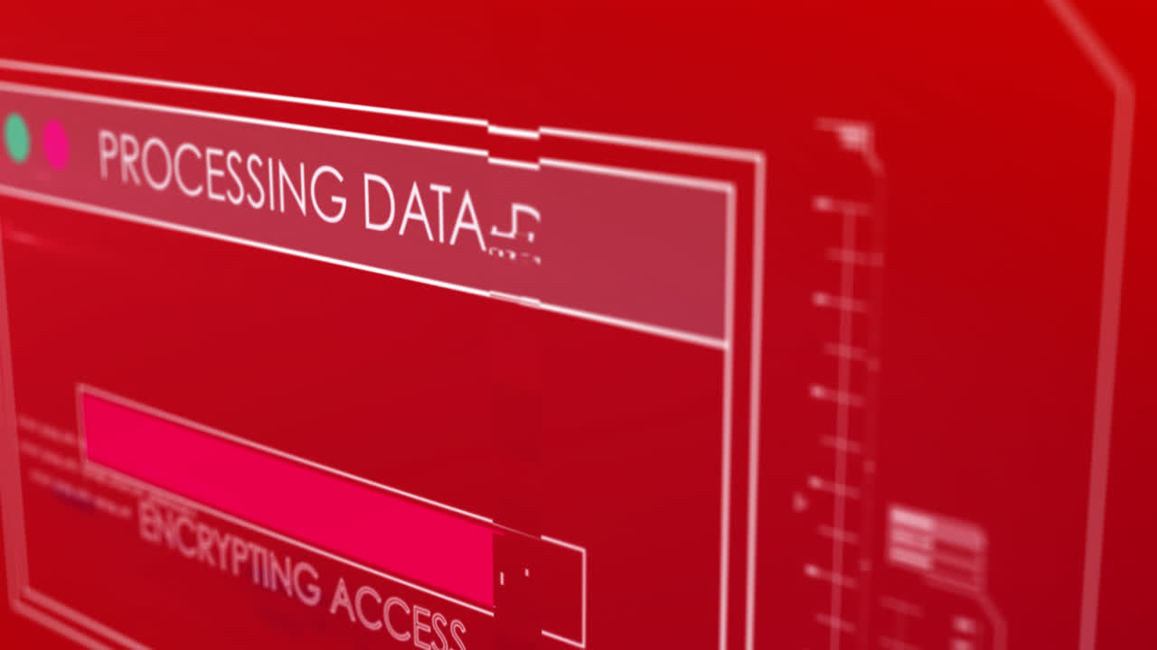 Animation of data processing on red background