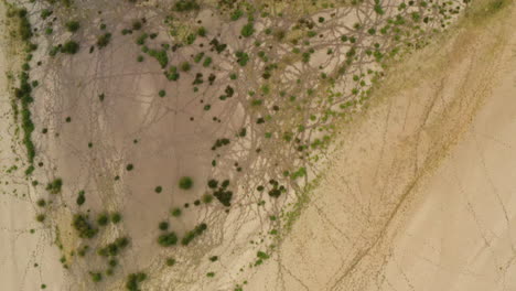 Aerial-truck-shot-of-dried-out-lake-in-Arizona-during-dusk