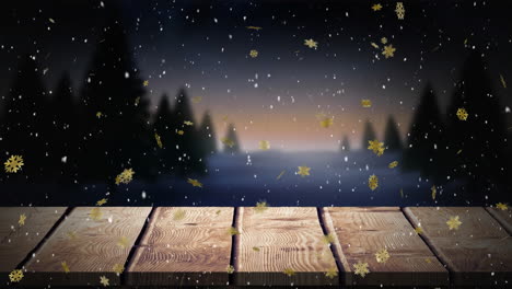 animación de árboles de navidad sobre el fondo de la nieve que cae