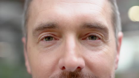 close up portrait of eyes of caucasian man at office