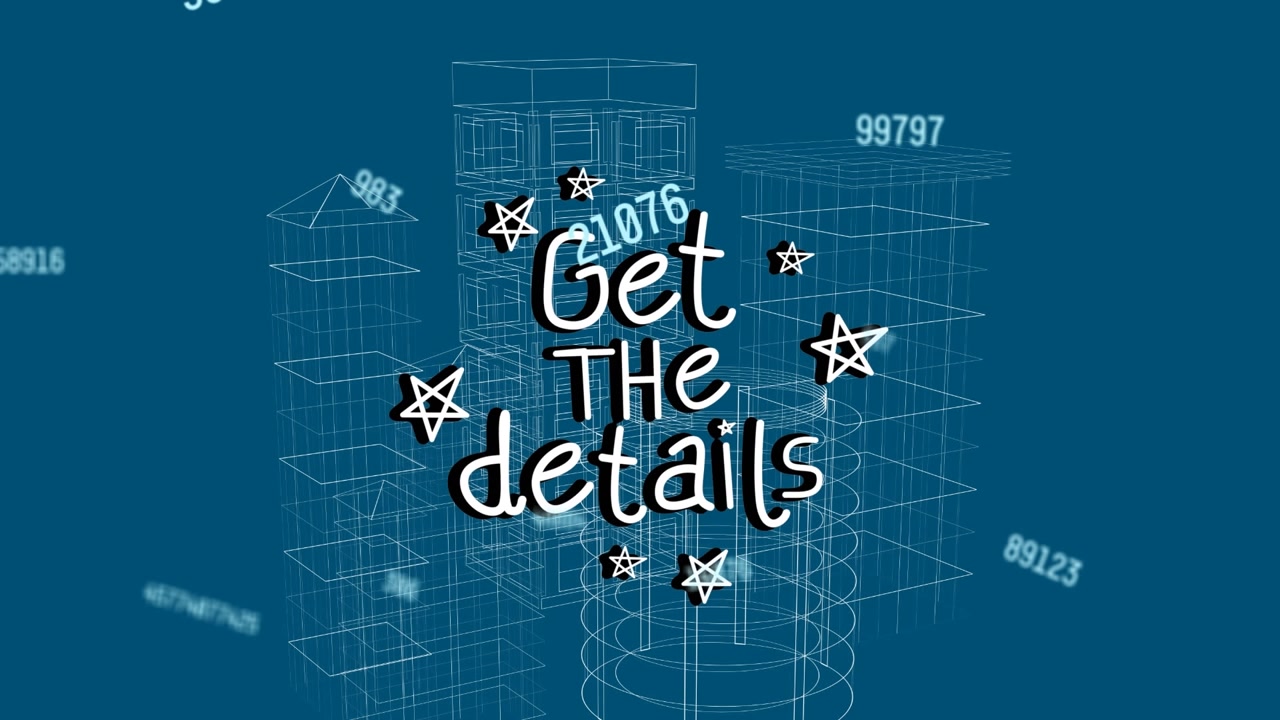 Animation of get the details text and data processing over 3d cityscape