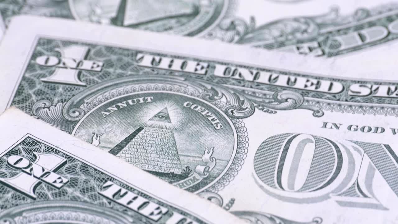 All seeing eye on the one dollar. The reverse side of the dollar denominations of 1 dollar