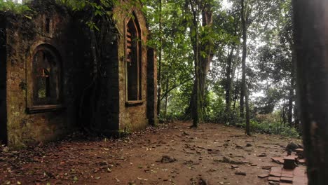 The-Ba-Vi-Church-Ruins-at-Hanoi-Vietnam,-aerial