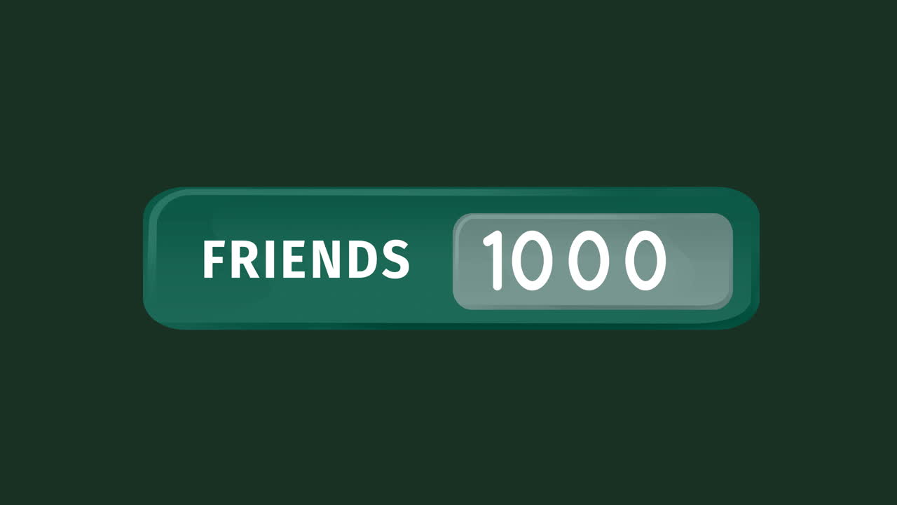 Animazione di numeri che cambiano e testo "amici" in un banner verde su sfondo verde