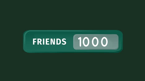 animación de números cambiantes y texto de amigos en banner verde sobre fondo verde