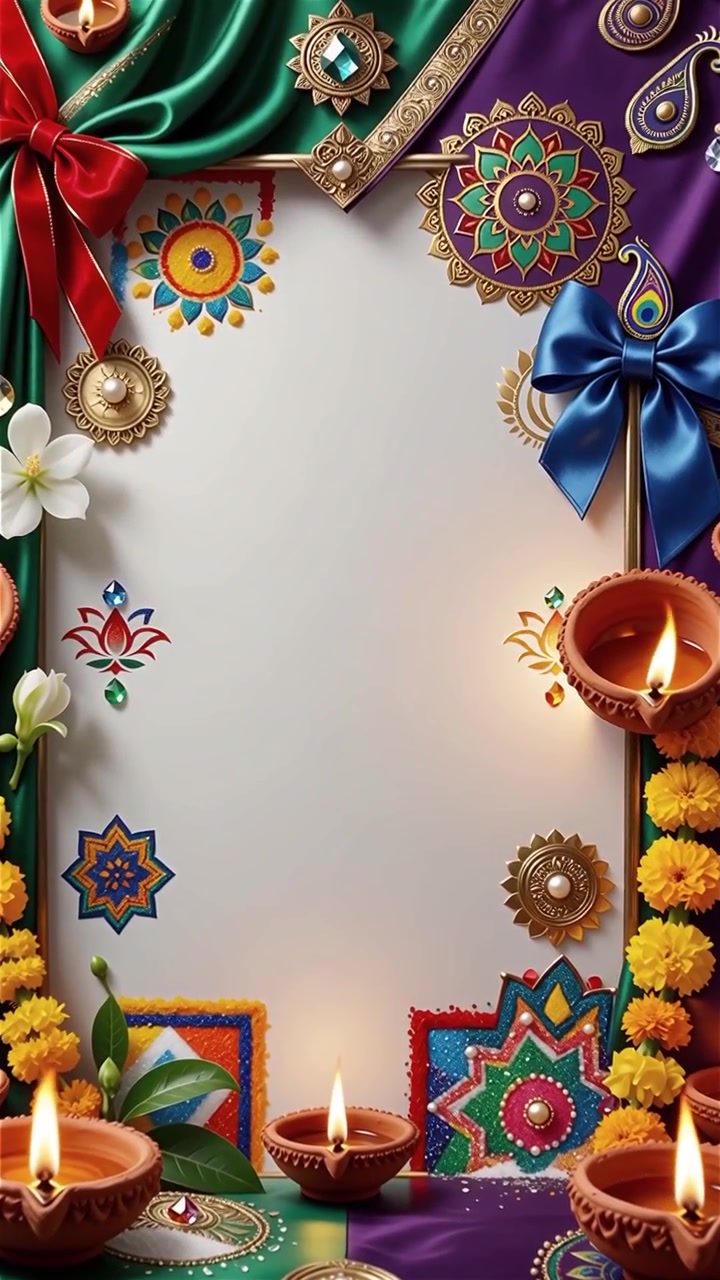 Sfondo del Festival Diwali con lanterne e decorazioni tradizionali Diyas.