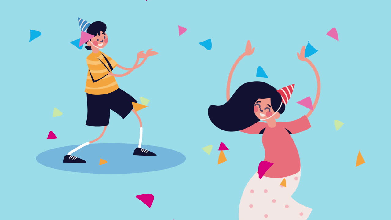 feliz cumpleaños pareja celebrando personajes