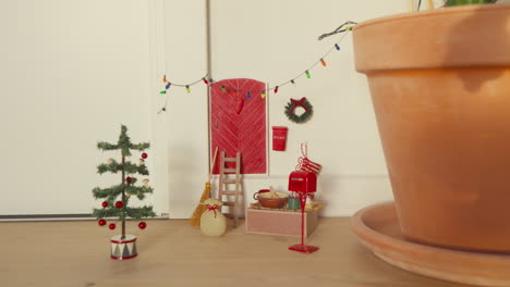 charming nisse door scene with festive christmas decorations